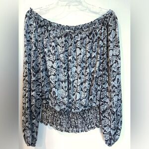 Michael Kors Off The Shoulder Snakeskin Print Blouse Sz Small